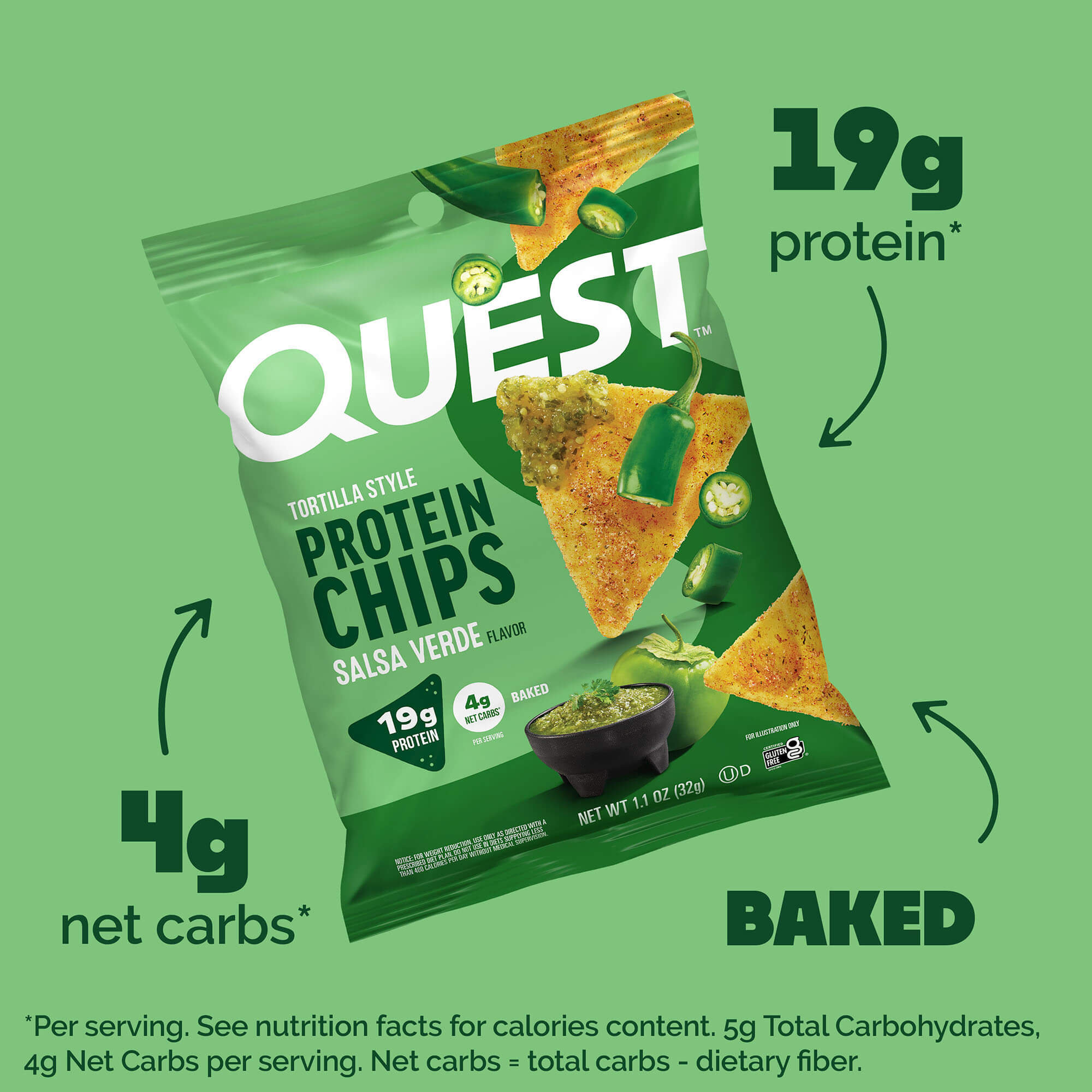 Salsa Verde Tortilla Style Protein Chips - Image 2